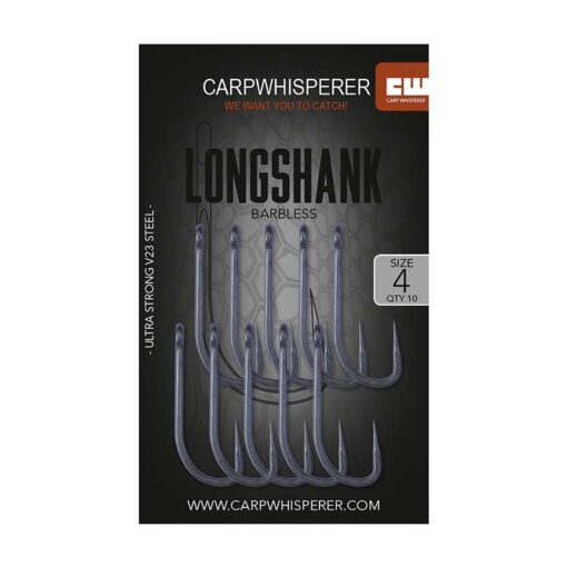 Longshank barbless karperhaak 4 Langstelige karperhaak in maat 4 zonder weerhaak