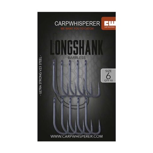 Longshank barbless karperhaak 6 Langstelige karperhaak zonder weerhaak